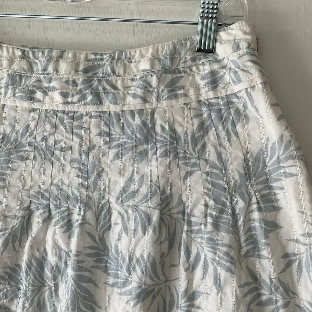 Ann Taylor Size 4 White Skirt Cotton Leaves Embroidered Eyelet Tiered Whimsical